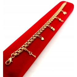 Złota bransoletka Garibaldi zawieszki PR.585 W:19,50cm Dł.20,5cm InterSKLEP