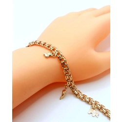 Złota bransoletka Garibaldi zawieszki PR.585 W:19,50cm Dł.20,5cm InterSKLEP