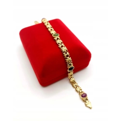 Złota bransoletka kolorowe kamienie PR.585 W:17,92gr Dł.20cm InterSKLEP