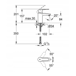 Bateria umywalkowa stojąca Grohe Eurostyle Cosmopolitan srebrny