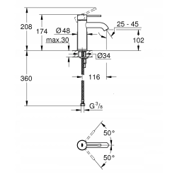 Bateria umywalkowa stojąca Grohe Essence New srebrny