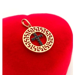 Złota zawieszka okrągła z krzyżykiem Pr.585 W:1,13gr NOWA