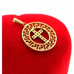 Złota zawieszka okrągła z krzyżykiem Pr.585 W:1,13gr NOWA