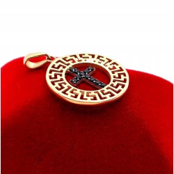 Złota zawieszka okrągła z krzyżykiem Pr.585 W:1,13gr NOWA