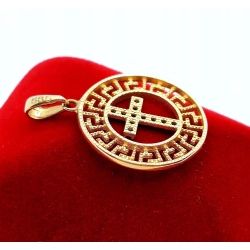 Złota zawieszka okrągła z krzyżykiem Pr.585 W:1,13gr NOWA
