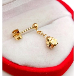 Złoty kolczyk na sztyft z Biedronką Pr.585 W:0,66gr InterSKLEP