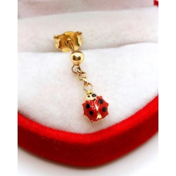 Złoty kolczyk na sztyft z Biedronką Pr.585 W:0,66gr InterSKLEP