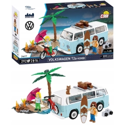 Klocki COBI 24617 Volkswagen T2A Kombi surfing, plaża, rower, figurka kota