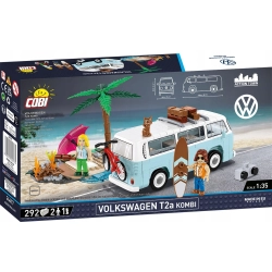 Klocki COBI 24617 Volkswagen T2A Kombi surfing, plaża, rower, figurka kota