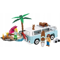 Klocki COBI 24617 Volkswagen T2A Kombi surfing, plaża, rower, figurka kota