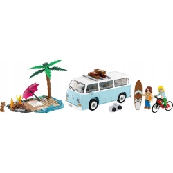 Klocki COBI 24617 Volkswagen T2A Kombi surfing, plaża, rower, figurka kota