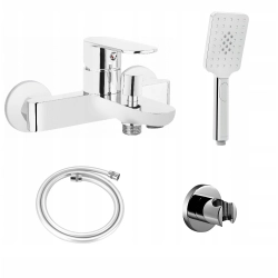 Bateria wannowo-prysznicowa jednouchwytowa ścienna Deante Alpinia srebrny