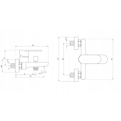 Bateria wannowo-prysznicowa jednouchwytowa ścienna Deante Alpinia srebrny