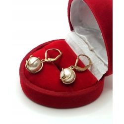 Złote kolczyki z Perłami wiszące PR.585 W:3,22gr InterSKLEP