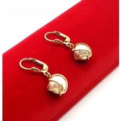 Złote kolczyki z Perłami wiszące PR.585 W:3,22gr InterSKLEP