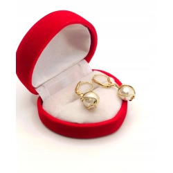 Złote kolczyki z Perłami wiszące PR.585 W:3,22gr InterSKLEP