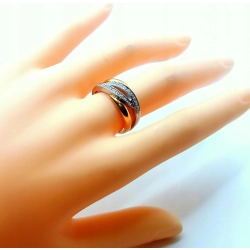 Złoty pierścionek szeroki z Diamentami 20szt 0,20ct Pr.750 W:5,68gr Roz.17