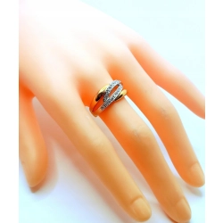 Złoty pierścionek szeroki z Diamentami 20szt 0,20ct Pr.750 W:5,68gr Roz.17