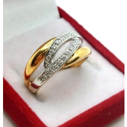 Złoty pierścionek szeroki z Diamentami 20szt 0,20ct Pr.750 W:5,68gr Roz.17