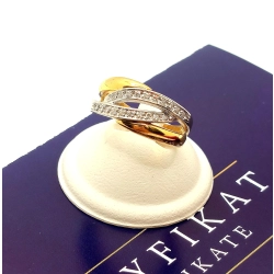 Złoty pierścionek szeroki z Diamentami 20szt 0,20ct Pr.750 W:5,68gr Roz.17