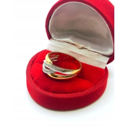 Złoty pierścionek szeroki z Diamentami 20szt 0,20ct Pr.750 W:5,68gr Roz.17