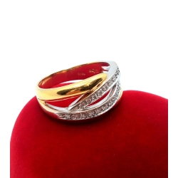 Złoty pierścionek szeroki z Diamentami 20szt 0,20ct Pr.750 W:5,68gr Roz.17