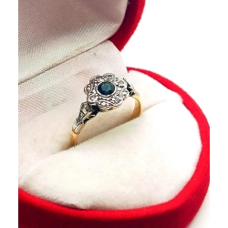 Złoty pierścionek z szafirem i Diamentami Pr.750 W:2,65gr Roz.11
