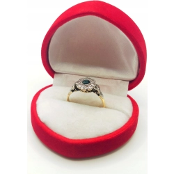 Złoty pierścionek z szafirem i Diamentami Pr.750 W:2,65gr Roz.11