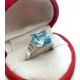 Złoty pierścionek z Akwamarynem i Diamentami Pr.585 W:5,69gr Roz.14