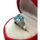 Złoty pierścionek z Akwamarynem i Diamentami Pr.585 W:5,69gr Roz.14