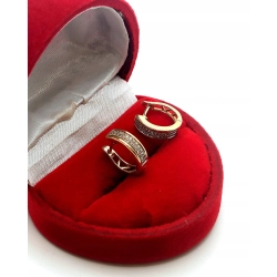 Złote kolczyki W.Kruk kółka z diamentami 0,28ct Pr.585 W:2,12gr