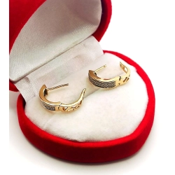 Złote kolczyki W.Kruk kółka z diamentami 0,28ct Pr.585 W:2,12gr