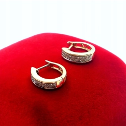 Złote kolczyki W.Kruk kółka z diamentami 0,28ct Pr.585 W:2,12gr