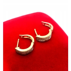 Złote kolczyki W.Kruk kółka z diamentami 0,28ct Pr.585 W:2,12gr