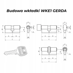 Zamek wpuszczany Gerda G30/35 3 klucze