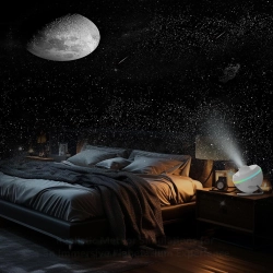 PROJEKTOR GWIAZD LAMPKA NOCNA LED USB PLANETARIUM OBRÓT O 360° + 12X DYSK