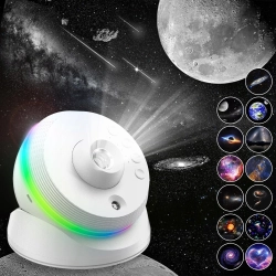 PROJEKTOR GWIAZD LAMPKA NOCNA LED USB PLANETARIUM OBRÓT O 360° + 12X DYSK
