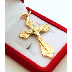 Złota zawieszka Krzyżyk z Jezusem Pr.585 W:4,68gr InterSKLEP