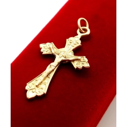 Złota zawieszka Krzyżyk z Jezusem Pr.585 W:4,68gr InterSKLEP