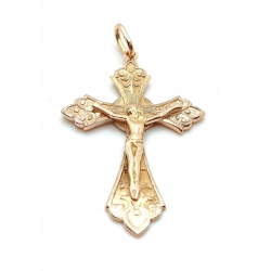 Złota zawieszka krzyżyk z Jezusem Pr.585 W:4,07gr InterSKLEP