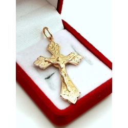 Złota zawieszka krzyżyk z Jezusem Pr.585 W:4,07gr InterSKLEP
