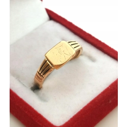 Złoty sygnet damski z monogramem Pr.585 W:2,7gr Roz.10