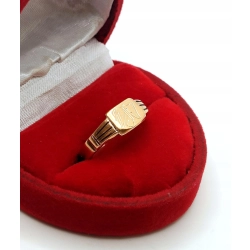 Złoty sygnet damski z monogramem Pr.585 W:2,7gr Roz.10