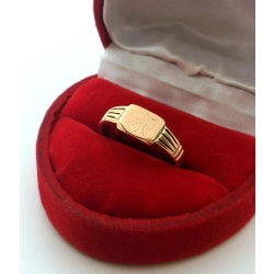 Złoty sygnet damski z monogramem Pr.585 W:2,7gr Roz.10