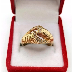 Złoty pierścionek szeroki z cyrkoniami Pr.585 W:5,43gr R.15 Nowy