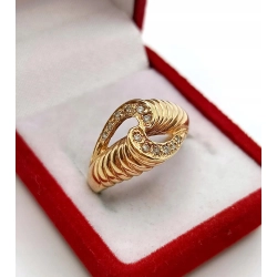 Złoty pierścionek szeroki z cyrkoniami Pr.585 W:5,43gr R.15 Nowy