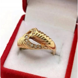 Złoty pierścionek szeroki z cyrkoniami Pr.585 W:5,43gr R.15 Nowy