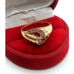 Złoty pierścionek szeroki z cyrkoniami Pr.585 W:5,43gr R.15 Nowy