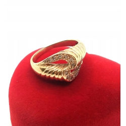 Złoty pierścionek szeroki z cyrkoniami Pr.585 W:5,43gr R.15 Nowy