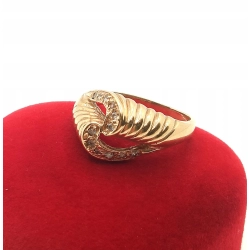 Złoty pierścionek szeroki z cyrkoniami Pr.585 W:5,43gr R.15 Nowy